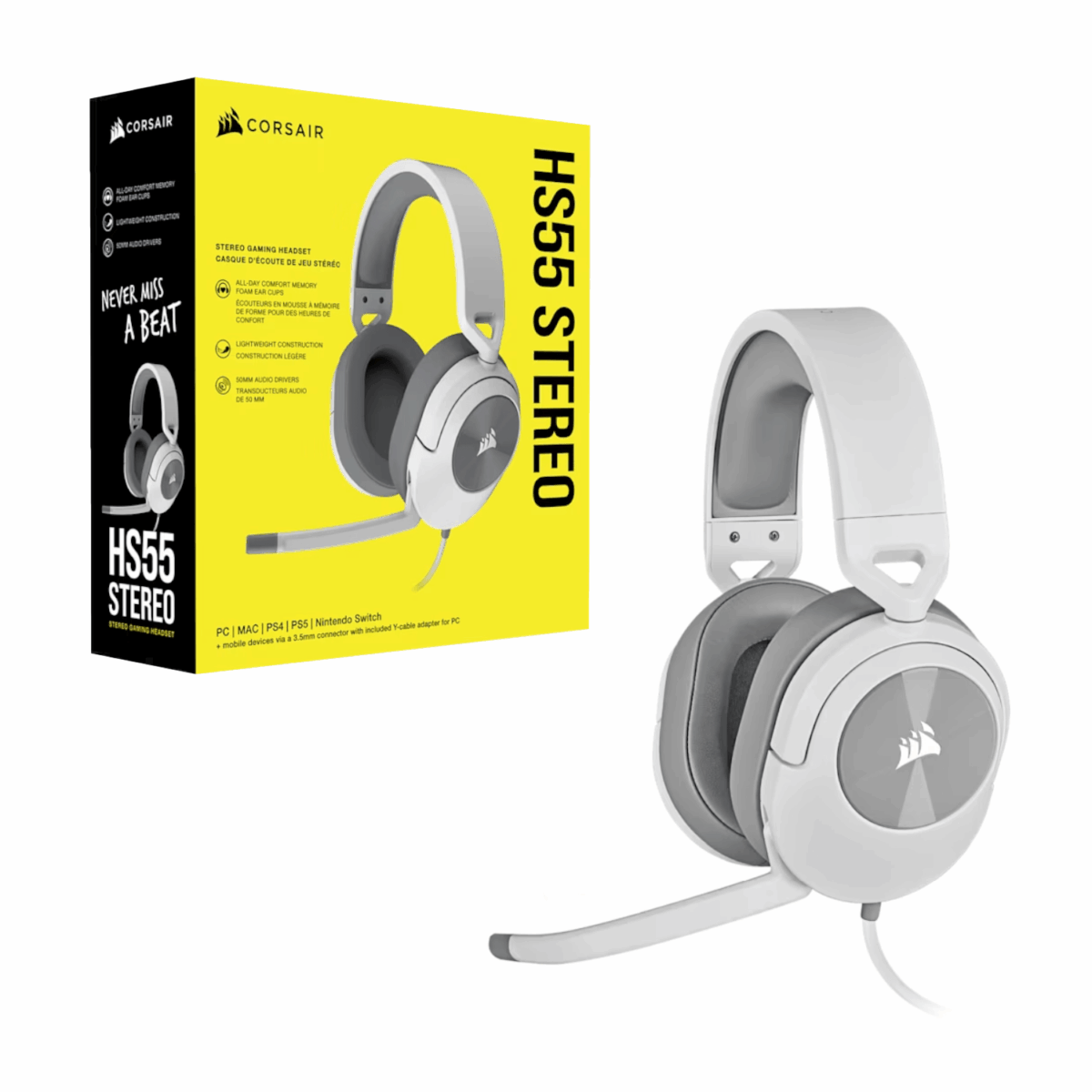 Mnm Box Deals | Corsair Hs55 Surround Wired Gaming Headset – White Corsair HS55 Surround Wired Gaming Headset – White - Image 4