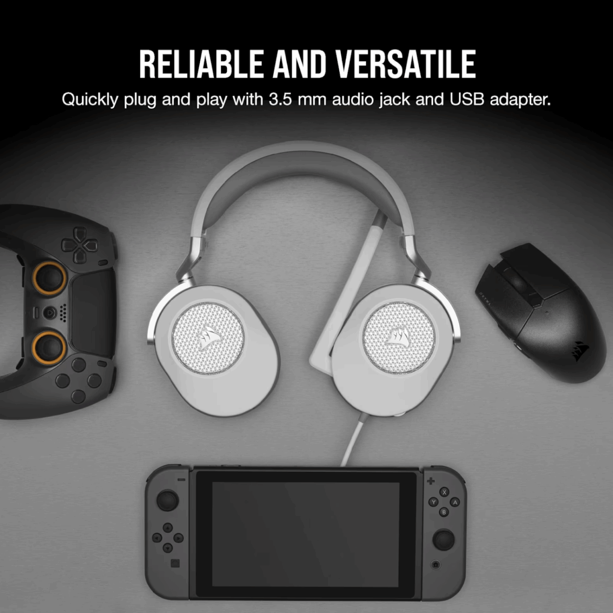 Corsair HS65 SURROUND Wired Gaming Headset — White (AP) - Image 5