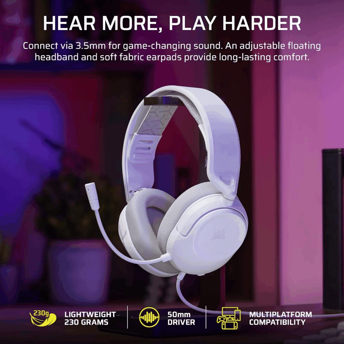 Mnm Box Deals | Corsair Hs35 V3 Wired Gaming Headset - White Corsair HS35 v3 Wired Gaming Headset - White - Image 6