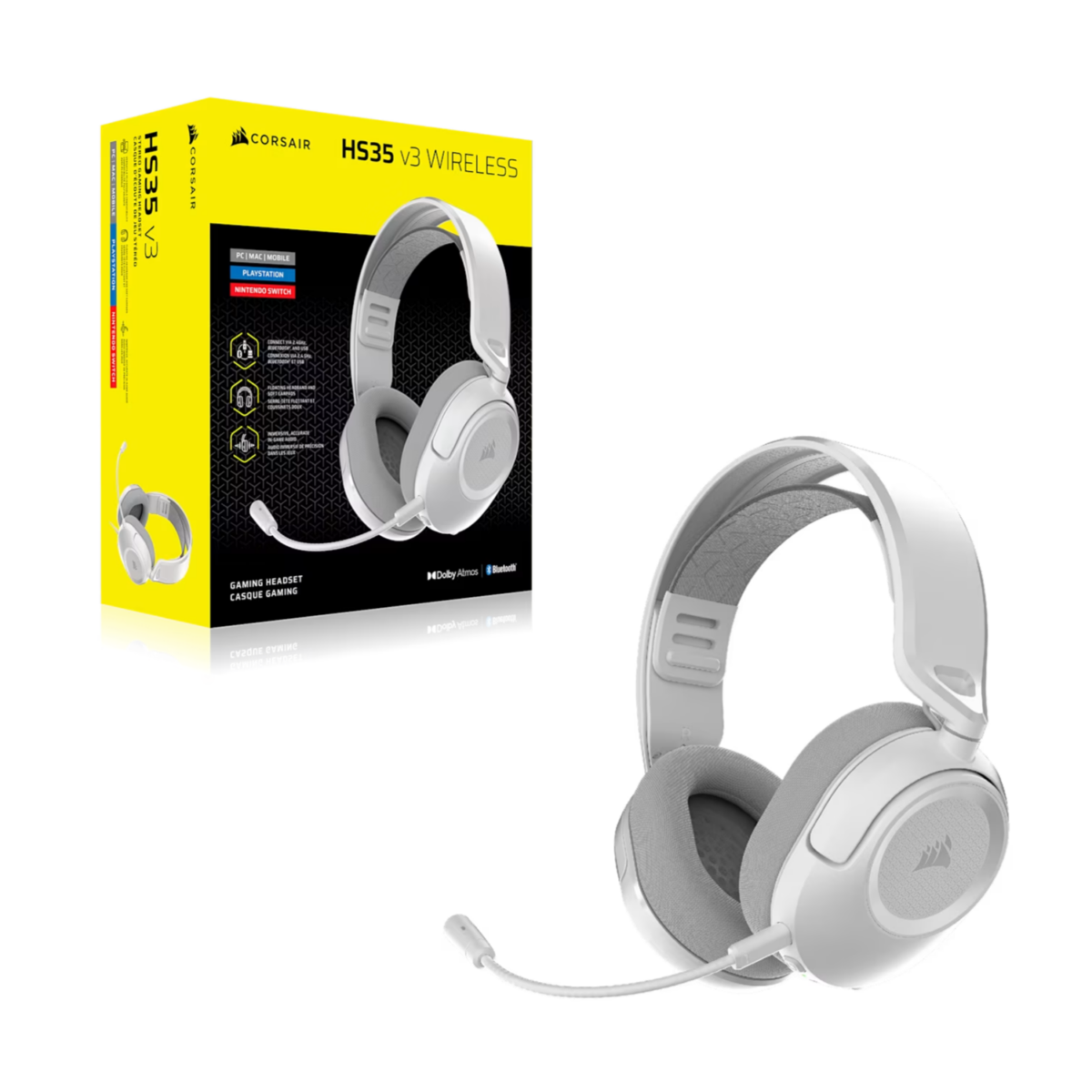 Mnm Box Deals | Corsair Hs35 V3 Wireless Gaming Headset - White Corsair HS35 v3 Wireless Gaming Headset - White - Image 4