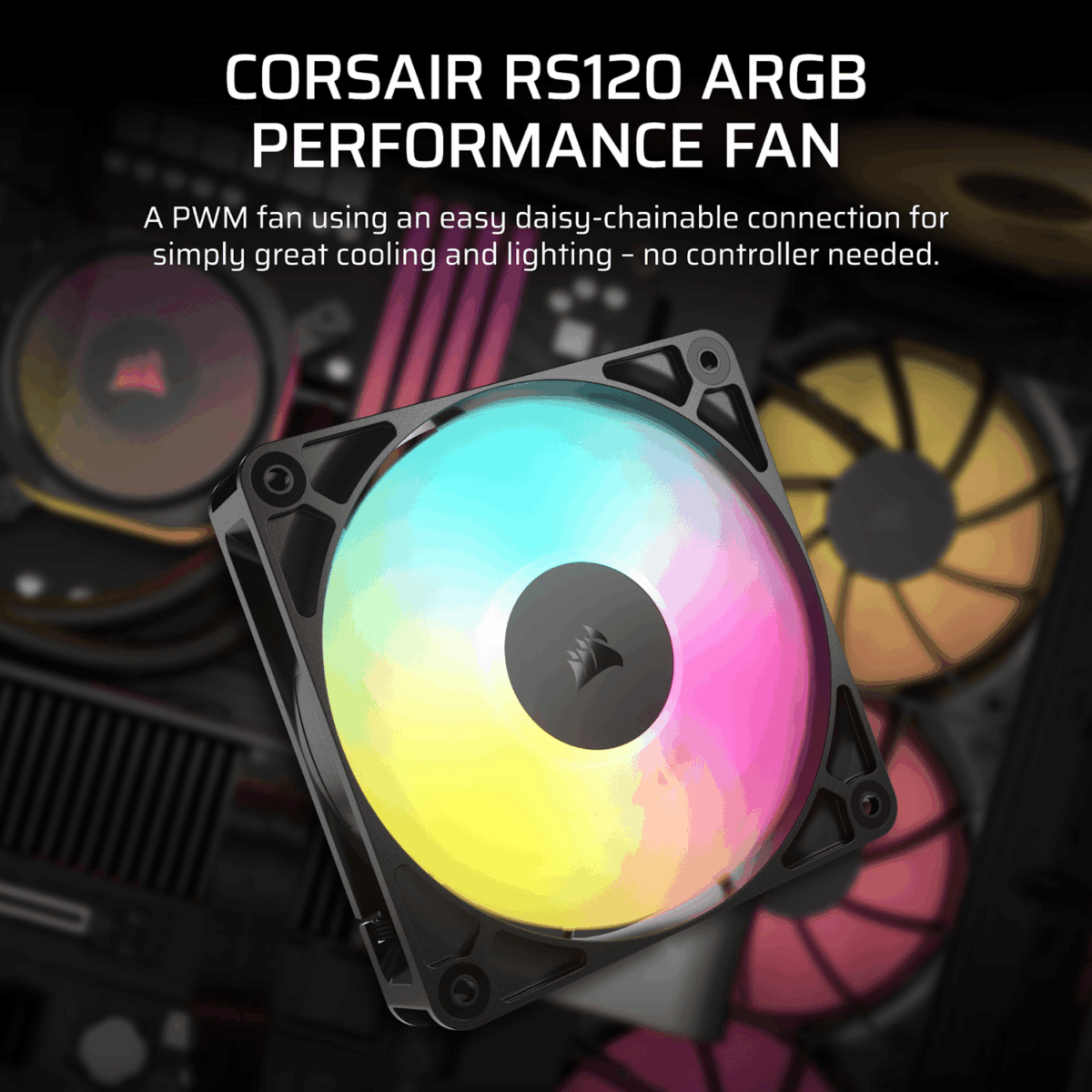 Mnm Box Deals | Corsair Rs120 Argb 120Mm Pwm Fan - Black Corsair RS120 ARGB 120mm PWM Fan - Black - Image 4